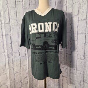 Hybrid Apparel Small Green White Ford Bronco V Neck Short Sleeve T-Shirt